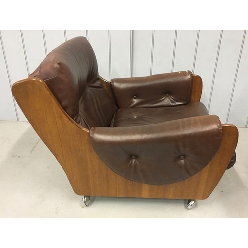 131 - A mid-century, G-Plan teak-framed armchair. Will require re-upholstering. Dimensions(cm) H90(35 to s... 