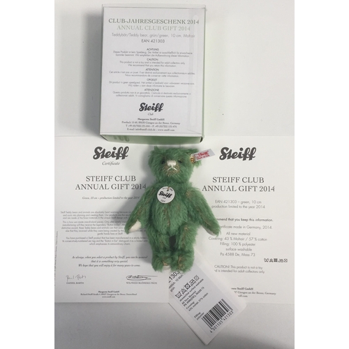 4023 - Steiff 'Club Annual Gift' bears (x4). To include 2013 Pink, 2014 Green, 2015 Brown & 2016 Blond. Cat... 