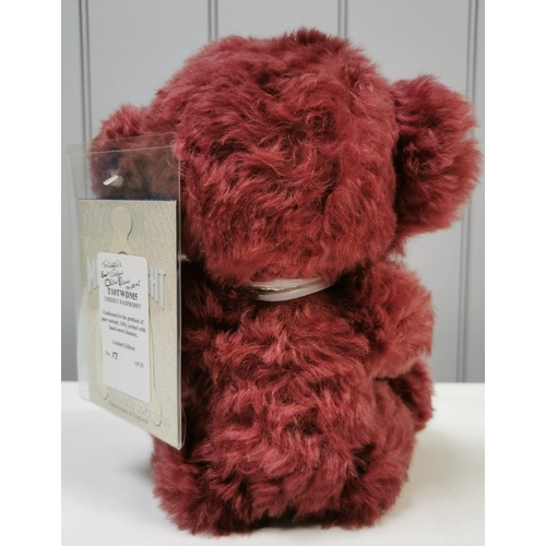 4036 - Merrythought 'Cheeky Raspberry' bear. Fully jointed, raspberry mohair with accompanying ribbon, from... 