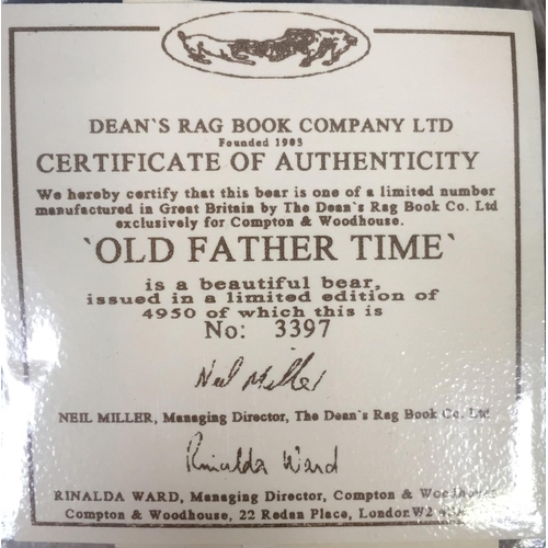 4065 - Dean's Rag Book Company Ltd 'Old Father Time' bear. Grey mohair, with accompanying waistcoat, watch ... 