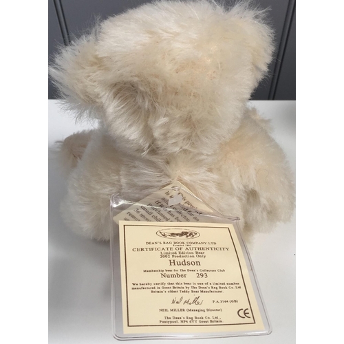 4069 - Dean's Rag Book Company Ltd 'Hudson' bear. Cream-coloured, from 2002. Height 27cm. Limited edition n... 