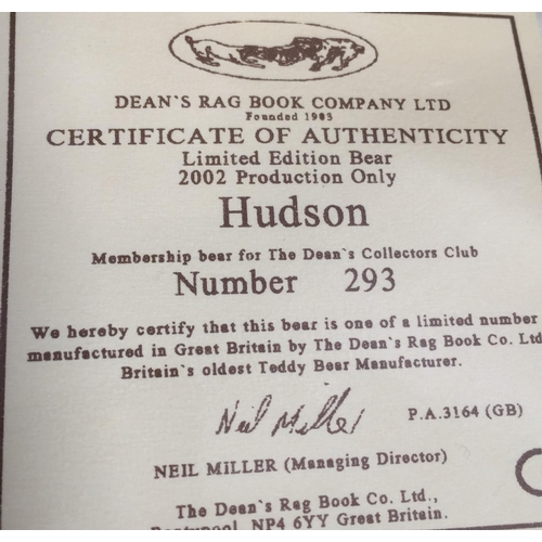 4069 - Dean's Rag Book Company Ltd 'Hudson' bear. Cream-coloured, from 2002. Height 27cm. Limited edition n... 