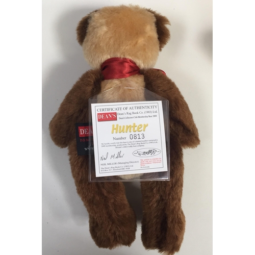 4070 - Dean's Rag Book Company Ltd 'Hunter' bear. Brown & cream coloured, with accompanying red ribbon, fro... 