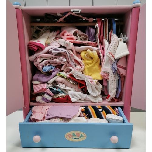 4126 - Baby Born Dolls Clothes Wardrobe with Accessories. Dimensions(cm) H64, W52, D25.