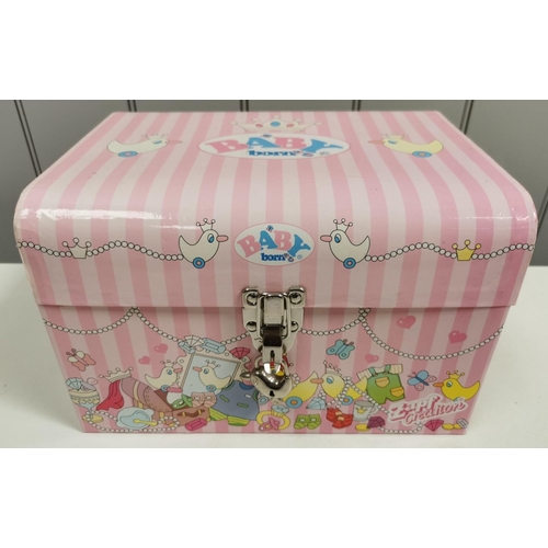 4129 - Baby Born Large Storage Chest with padlock (no key present) & accessories.