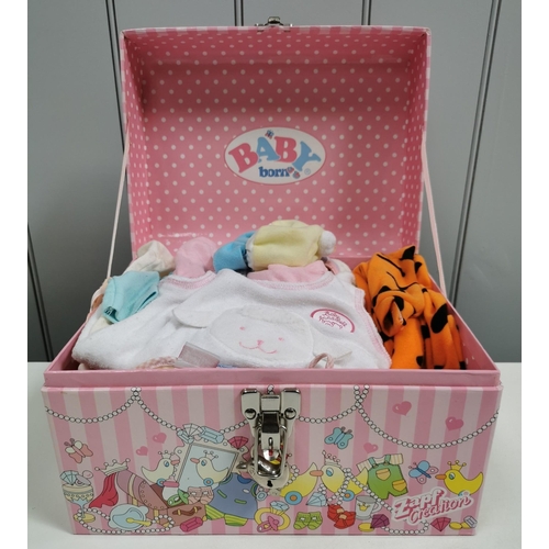 4129 - Baby Born Large Storage Chest with padlock (no key present) & accessories.