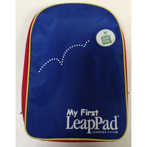 4199 - My First LeapPad Leapfrog Learning System in rucksack. Includes three cartridges with books: 'Leap's... 