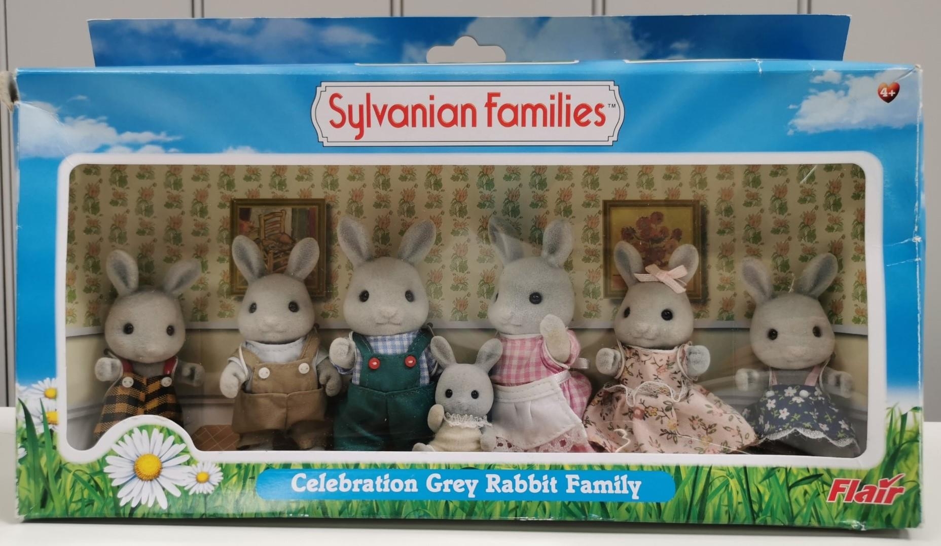 Sylvanian grey best sale rabbit family