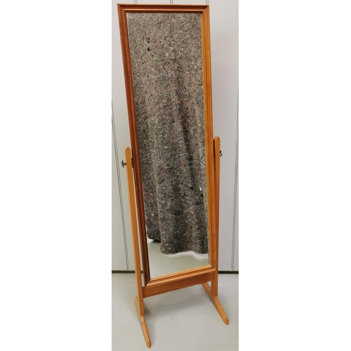 66 - A full-length pine cheval mirror. Dimensions(cm) H146, W43, D36.