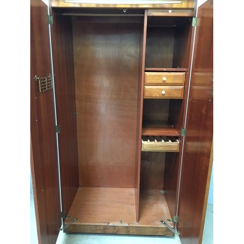 53 - A fitted Gentleman's wardrobe, finished in burr walnut, by 'Beautility'. Dimensions(cm) H177, W92, D... 