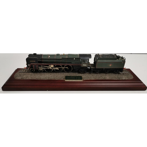 2766 - Hornby Country Artists boxed 'Western Star' Britannia Class 7MT locomotive, mounted on a wooden plin... 