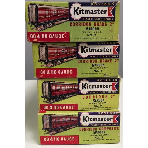 2779 - A collection of four, boxed, unmade Rosebud Kitmaster OO & HO gauge Coach Kits. To include Corridor ... 