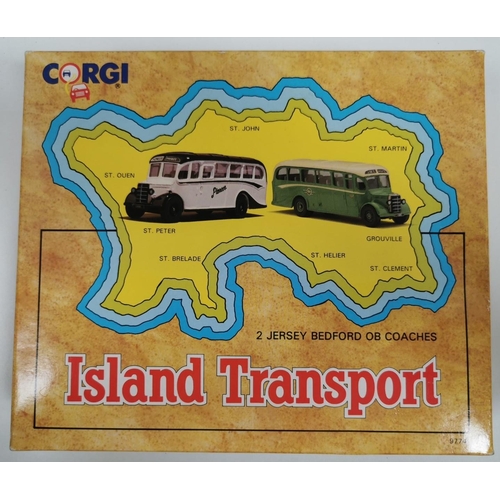 2212 - Corgi 97741 1:50 scale, set of two, Jersey Bedford OB coaches - Island Transport. Model no.97741.