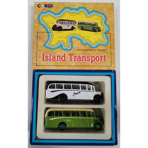 2212 - Corgi 97741 1:50 scale, set of two, Jersey Bedford OB coaches - Island Transport. Model no.97741.