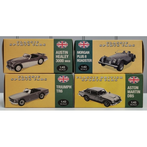 2122 - A collection of four, boxed, 1:43 scale 'Atlas Editions' Classic Sports Cars. To include Austin Heal... 