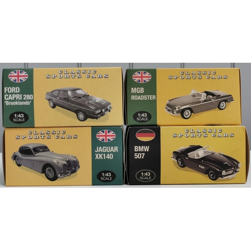 2123 - A collection of four, boxed, 1:43 scale 'Atlas Editions' Classic Sports Cars. To include Ford Capri ... 