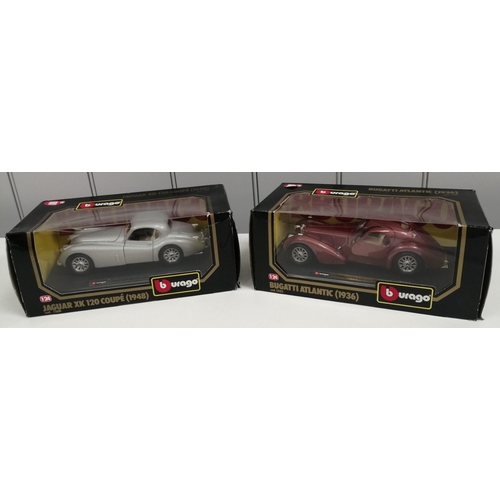 2185 - Two boxed, 1:24 scale, 'Burago' diecast model cars. To include Jaguar XK120 Coupe, model no.1508 & B... 