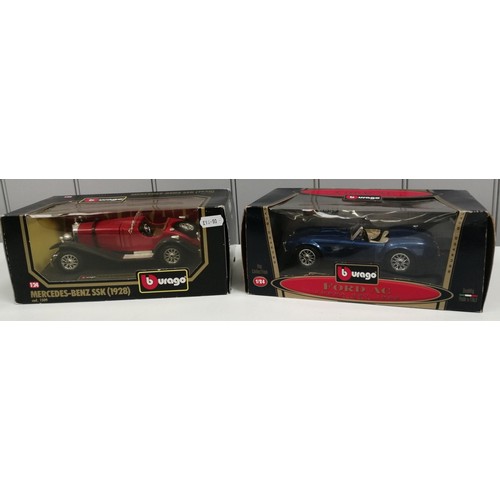 2186 - Two boxed, 1:24 scale, 'Burago' 'VIP Collection' diecast model cars. To include Mercedes-Benz SSK 19... 