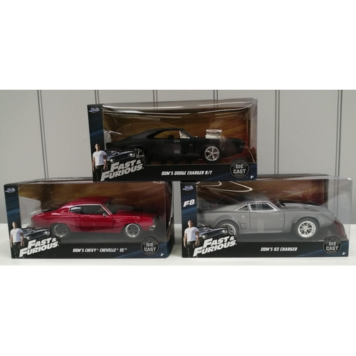 2188 - Three boxed, 1:32 scale, 'Jada' 'Fast & Furious' diecast model cars. To include Dom's Chevy Chevelle... 