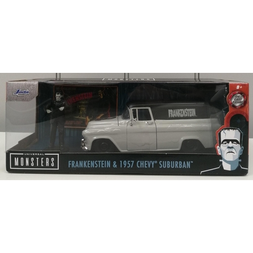 2195 - A boxed, 1:24 scale, 'Jada' Universal Monsters Frankenstein & 1957 Chevy Suburban. Includes diecast ... 