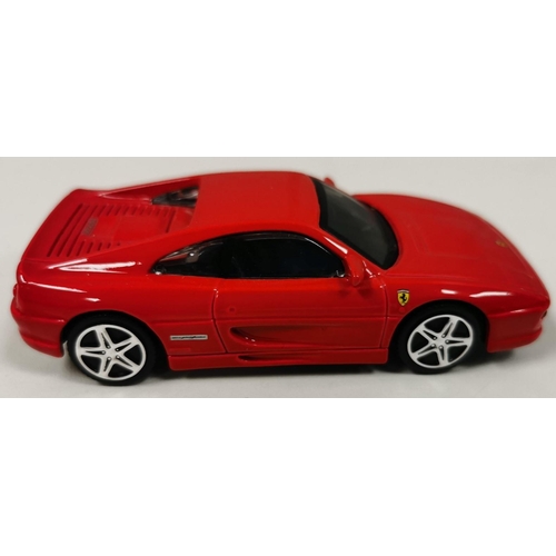 2380 - A collection of four, unboxed, Burago sports cars. Three 1:18 scale plinth mounted & another 1:43 sc... 