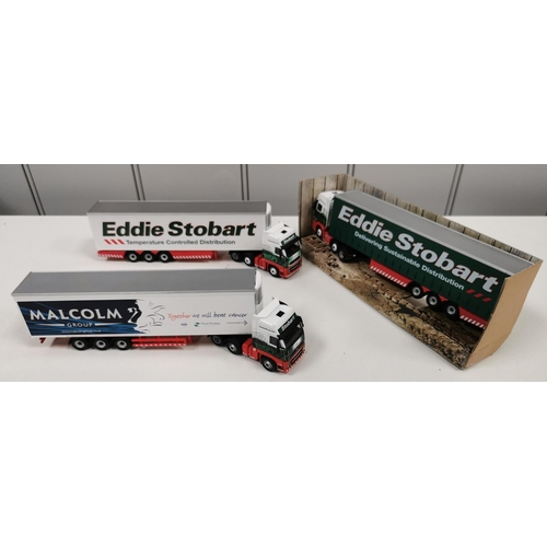 2383 - A collection of six (one boxed) Eddie Stobart model lorries, an Eddie Stobart pocket watch & a limit... 