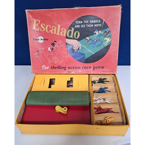 A boxed 'Chad Valley' 'Escalado' game, from mid-1950's. Lead horses. Appears complete.