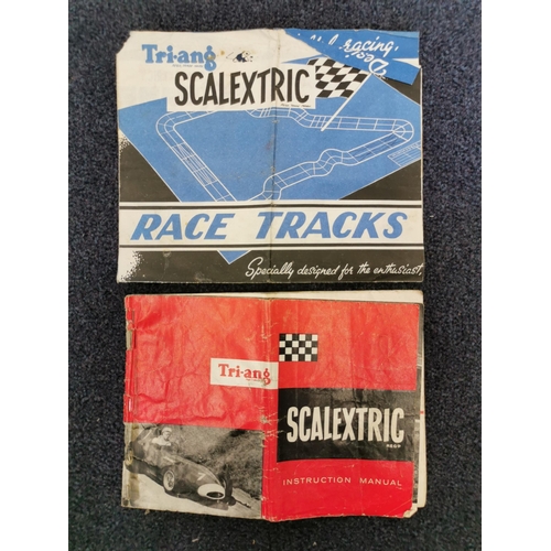 1825 - A quantity of early Tri-Ang Scalextrics items. To include car, controllers, fencing & track.