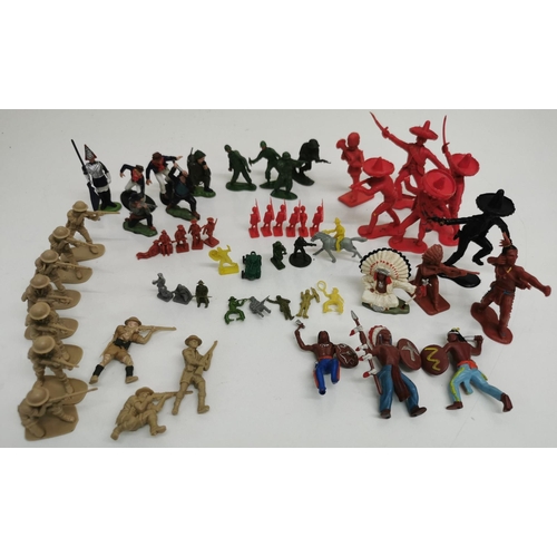 1870 - An eclectic mix of vintage, plastic toy soldiers, cowboys etc.