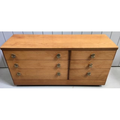 A set of teak double/single side-by-side drawers, from the 'Stag Cantata' range. Dimensions(cm) H69, W138, D44.