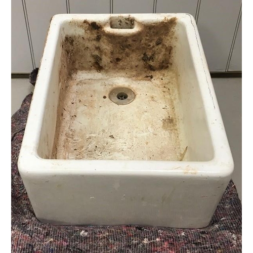 1500 - A traditional Belfast Sink, with evidence of use as a garden planter. Dimensions(cm) H26, W62, D46.