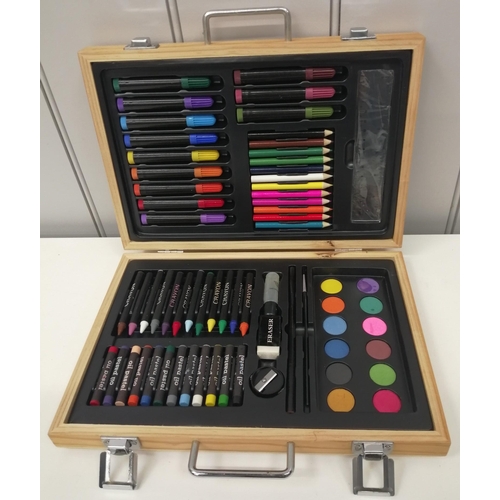 1501 - An artist's carry case with paints, crayons, pens & pencils (appears unused, dimensions 32cm x 22cm)... 