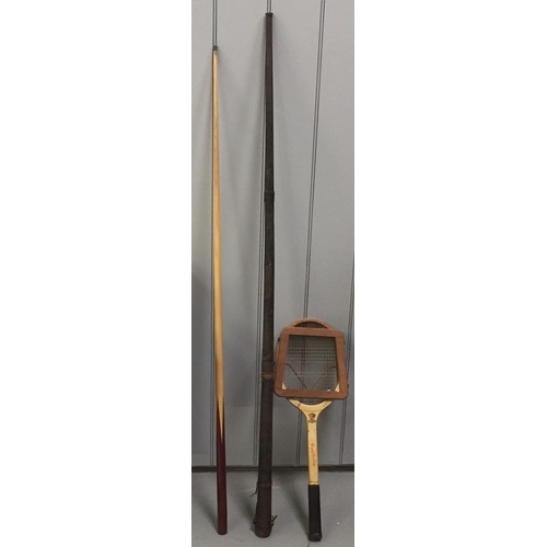 1541 - An original 1960's/70's 'Riley Burwat one-piece snooker cue (length 147cm) in a vintage metal case, ... 