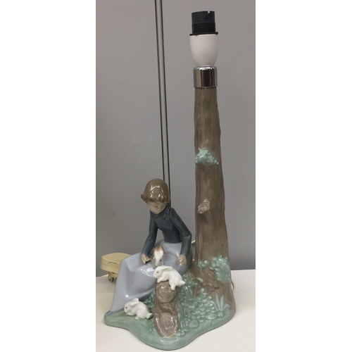 1550 - A vintage Lladro NAO 'Woodland Creatures' lamp. Without shade. Height 37cm. PAT Test pass & function... 