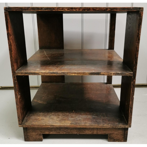 105 - A vintage, oak open bookcase. Dimensions(cm) H54, W46, D46.