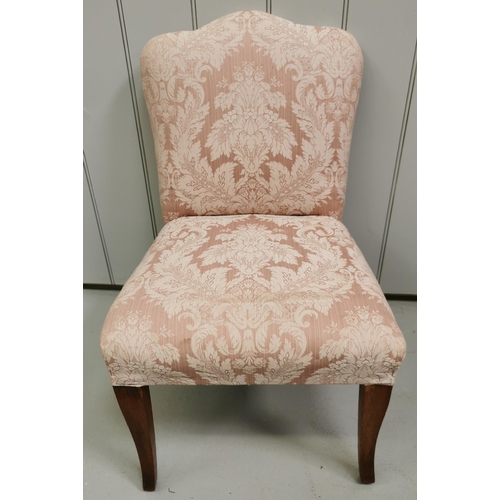 148 - A vintage bedroom chair, upholstered in a pink paisley fabric. Dimensions(cm) H75(37 to seat), W45, ... 