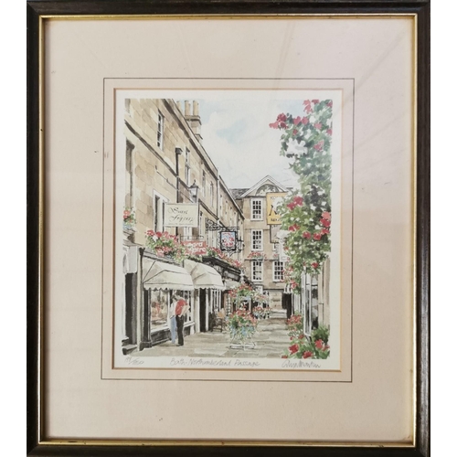 298 - A framed, limited-edition print of 'Bath Northumberland Passage', by Glyn Martin. Limited 198/850. F... 