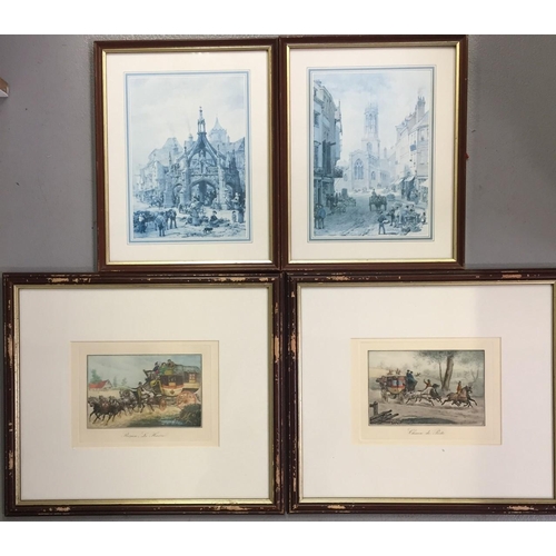 307 - A pair of framed Lithographs prints, after Louise Rayner - 'The Poultry Cross at Salisbury' & 'Ashgr... 