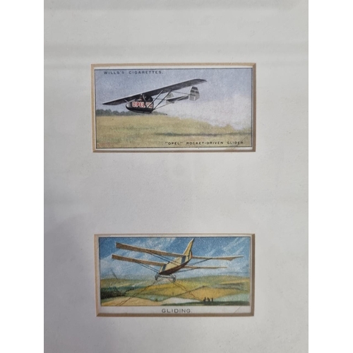 309 - Three aircraft interest prints/vintage framed cigarette cards. The larger print of popular aircraft,... 