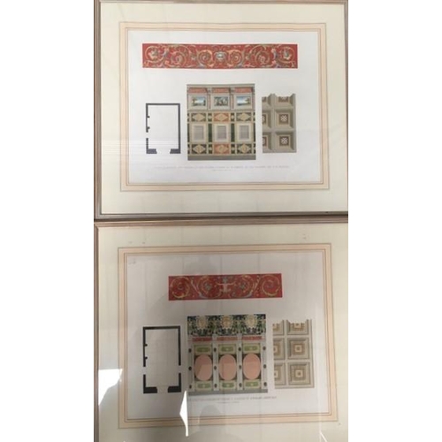 326 - A pair of framed prints, depicting elevated plans of rooms at Palazzo del T At Montana, c.1530. Fram... 