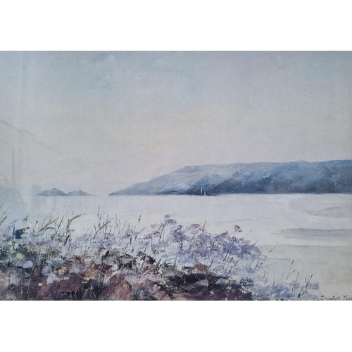 354 - Two travel-related prints. 'Crantock Bay' by Elizabeth Parr, signed by the artist (framed dimensions... 