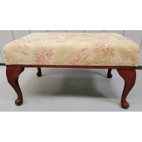 169 - A reproduction footstool. Floral fabric-covered cushion, supported by cabriole legs. Dimensions(cm) ... 