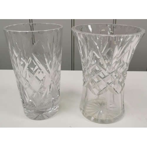 208 - A selection of vintage glassware. To include crystal vases, candleholders etc.