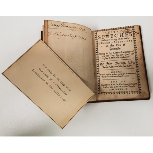 235 - Of Historical Interest - An antique copy of 'Dorney's Speeches 1653' - 'Certain Speeches Made upon t... 