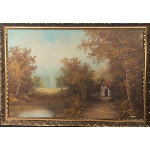 322 - A framed, oil on board, depicting a countryside scene at Grasmere, Lake District. Signed by the arti... 