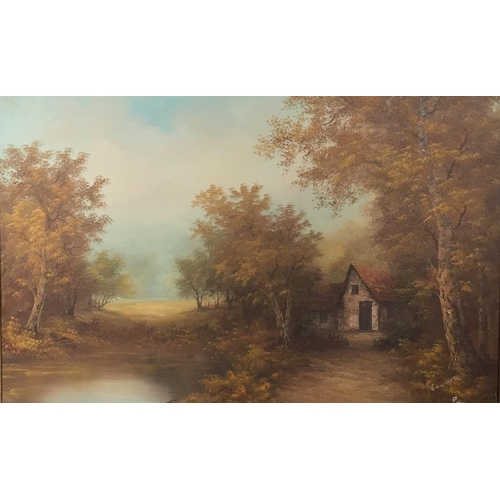 322 - A framed, oil on board, depicting a countryside scene at Grasmere, Lake District. Signed by the arti... 