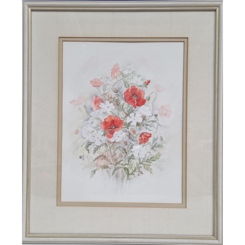 366 - An original 'Poppies and Campions' watercolour painting, by Helen M. Frank, British, dated 1991. Fra... 