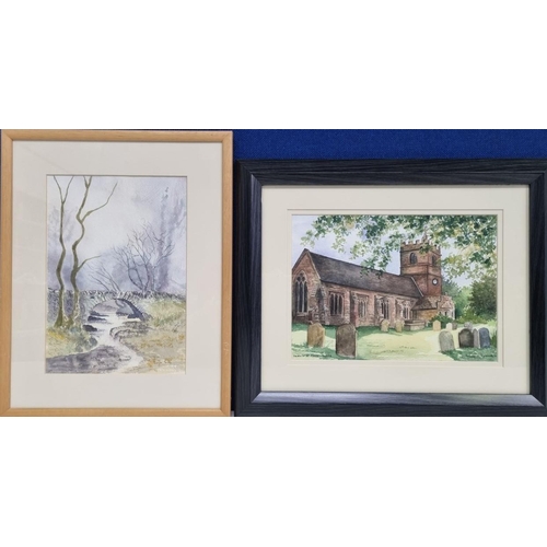 371 - Two framed, original watercolour paintings, both signed by the artists. A skilful river scene, by Jo... 