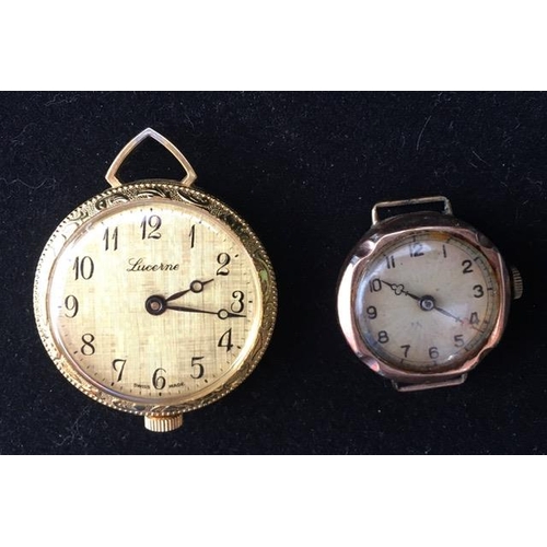 392 - A vintage 'Lucerne' pendant watch (tested & appears in working order), together with an older copper... 