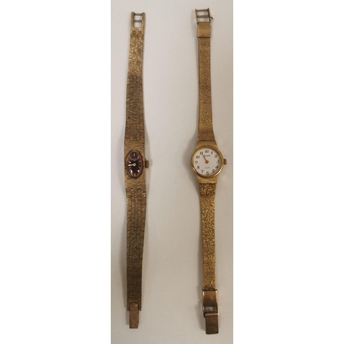 396 - Two vintage, gold-coloured, ladies cocktail watches, by Accurist (battery powered, stamped 975000, u... 